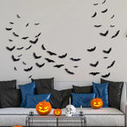 12/24pcs Halloween New Night Light Bat PET Stereoscopic Bat Festival Party Decoration LED Night Light Wall Decal