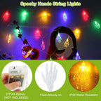 3Pcs Halloween Light Drations Total 50 LEDs 24ft Halloween String Lights Colorful 3D Skeleton Ghost String Lights Gauze Skull S