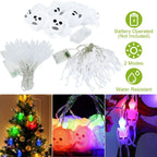 3Pcs Halloween Light Drations Total 50 LEDs 24ft Halloween String Lights Colorful 3D Skeleton Ghost String Lights Gauze Skull S