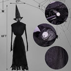 Hallomart 6 Ft Light up Witch Stakes Halloween Yard Decorations Set of 3 Scary Witches with Multiple Colors LED Lights Haunted Ho